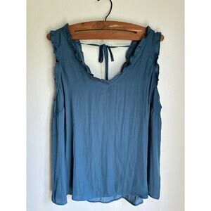 LC Lauren‎ Conrad Womens Ruffle Double V Tank Top Blue Size Petite XL